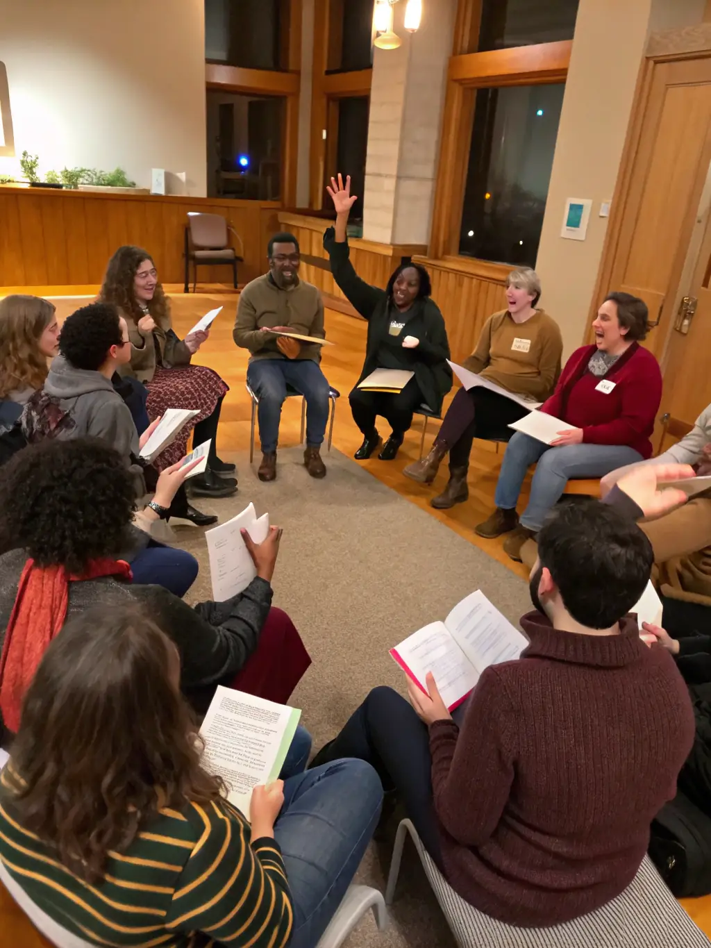 A dynamic image of young adults participating in a leadership training session, emphasizing the empowerment and skill-building opportunities provided by APAPP.