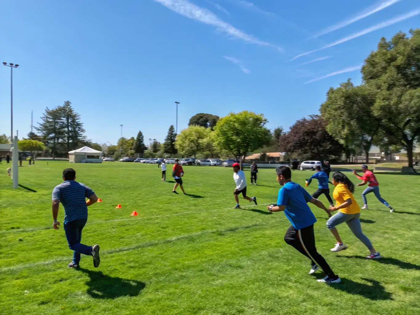 A dynamic image of people participating in a sports event organized by APAPP, highlighting the organization's focus on sports and physical well-being.