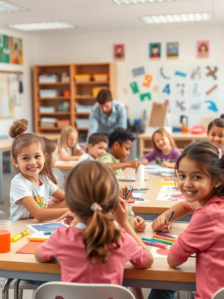 A vibrant image depicting a group of children participating in an animation workshop, showcasing the energy and creativity fostered by APAPP's programs.